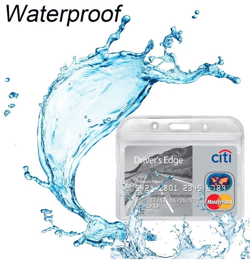 YOUOWO 12 Pack Horizontal ID Card Badge Holders 3.2 x 3.85 inches, Fits 2.3 x 3.5 Name Tag Insert Waterproof Punched Zipper Resealable Clear Plastic Labels Credit Cards - Image 4
